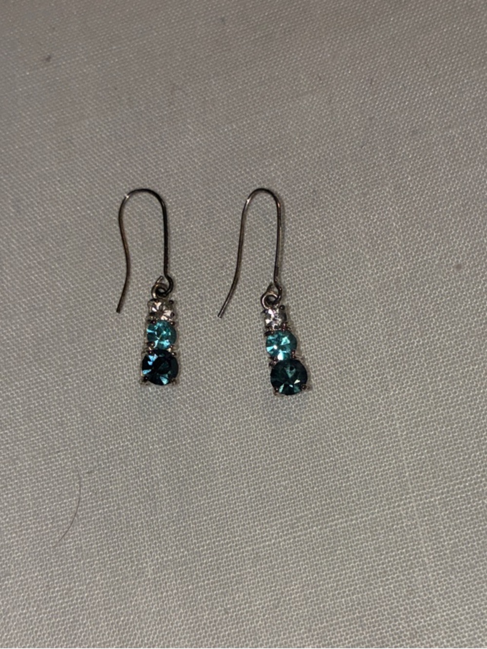 Source Unknown Silver-Tone Earrings with Teal and Aqua Stones